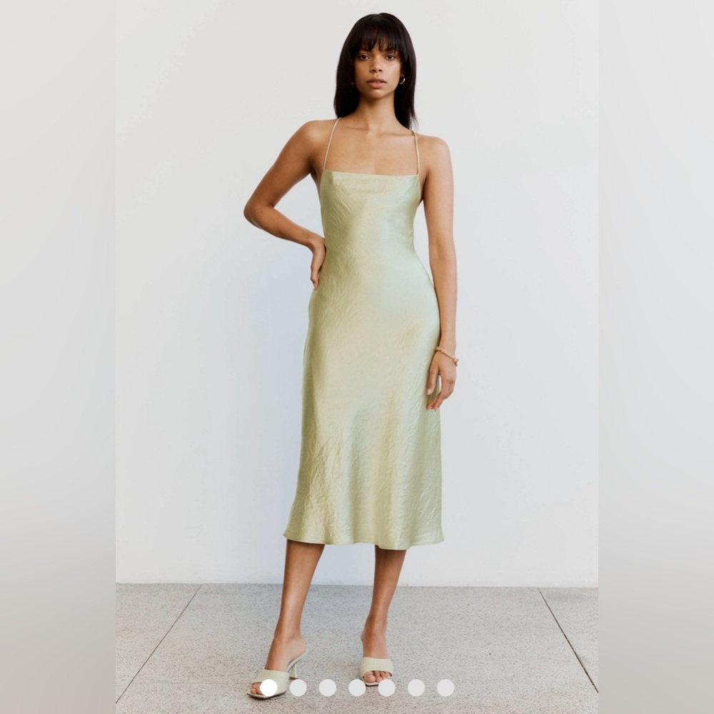 Third Form Crush Bias Cowl Neck Apple Green Whimsical Fairy Slip Dress Size 2